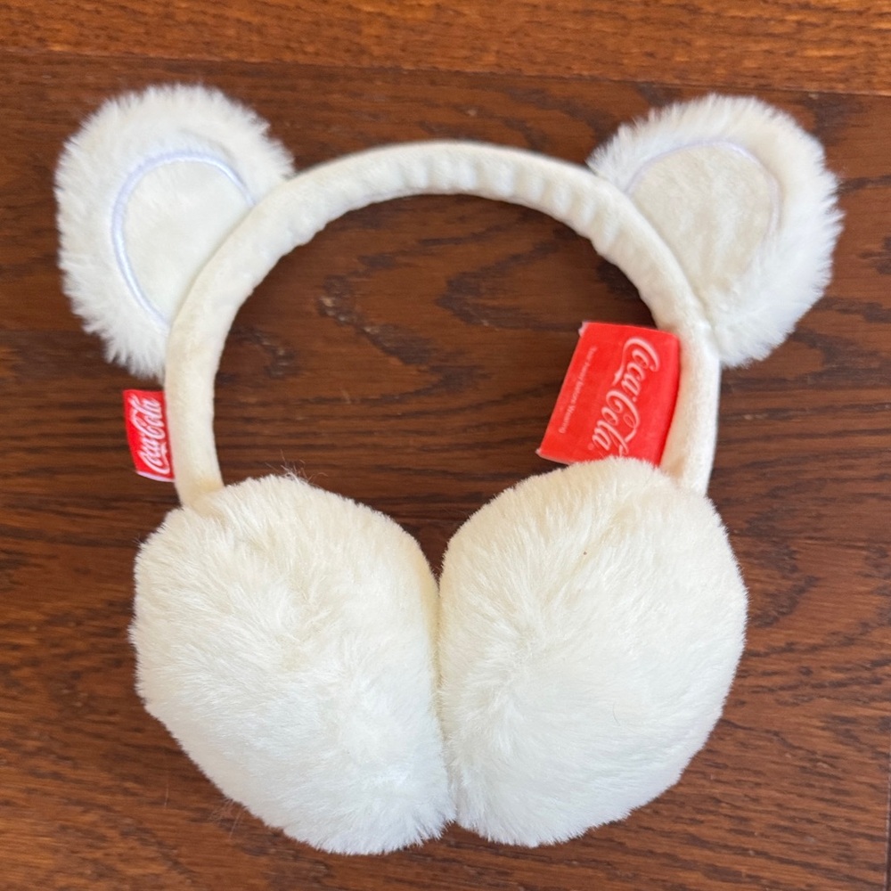 Coca Cola Cream Furry Kids Earmuffs